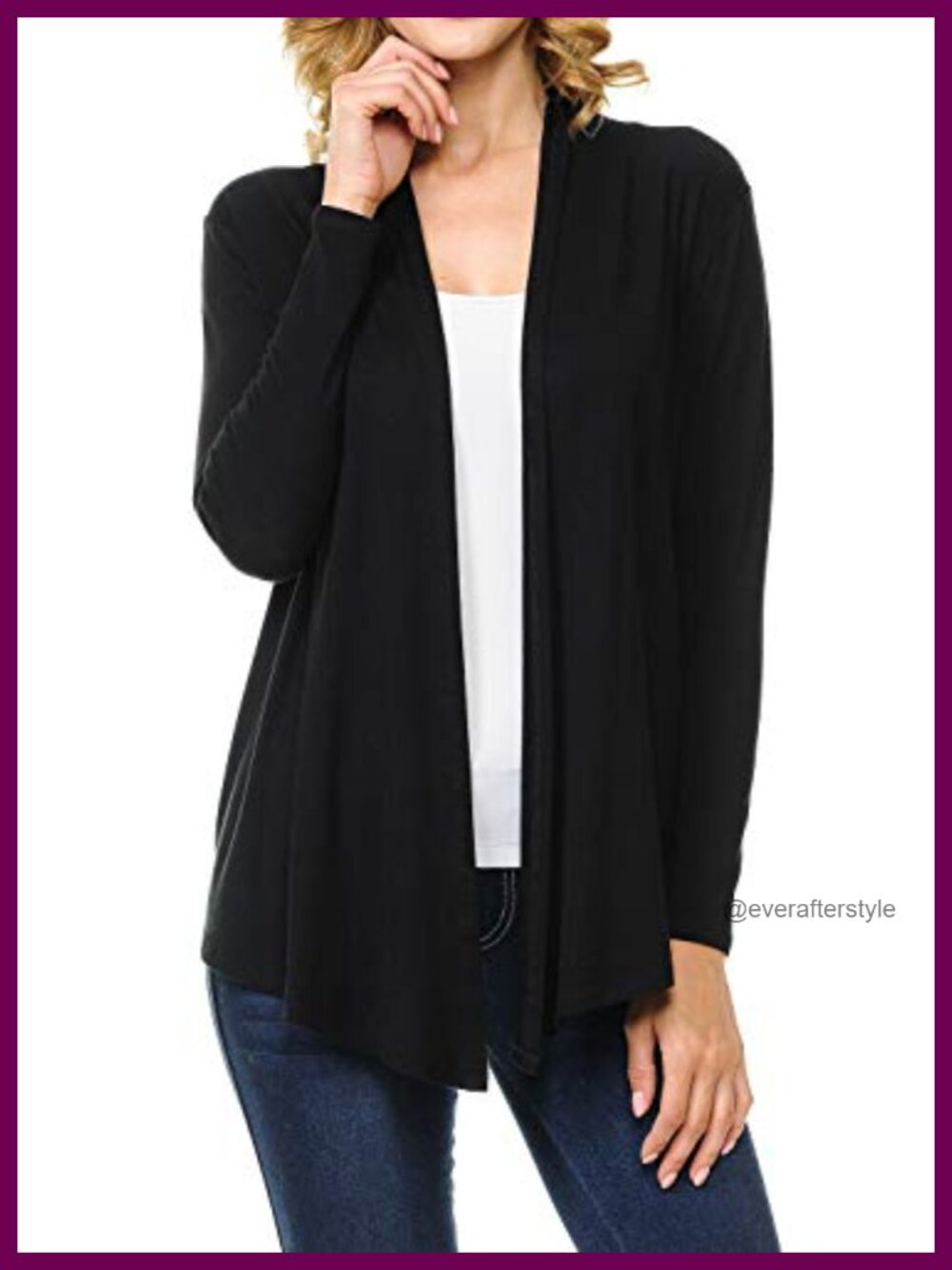 Lightweight Knit Open Front Drape Cardigan Asymmetrical Hem